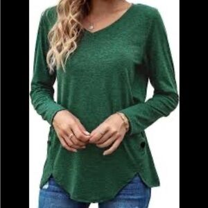 AISEW Womens Long Sleeve T Shirts V Neck Casual Basic Tee Tops NWT small
